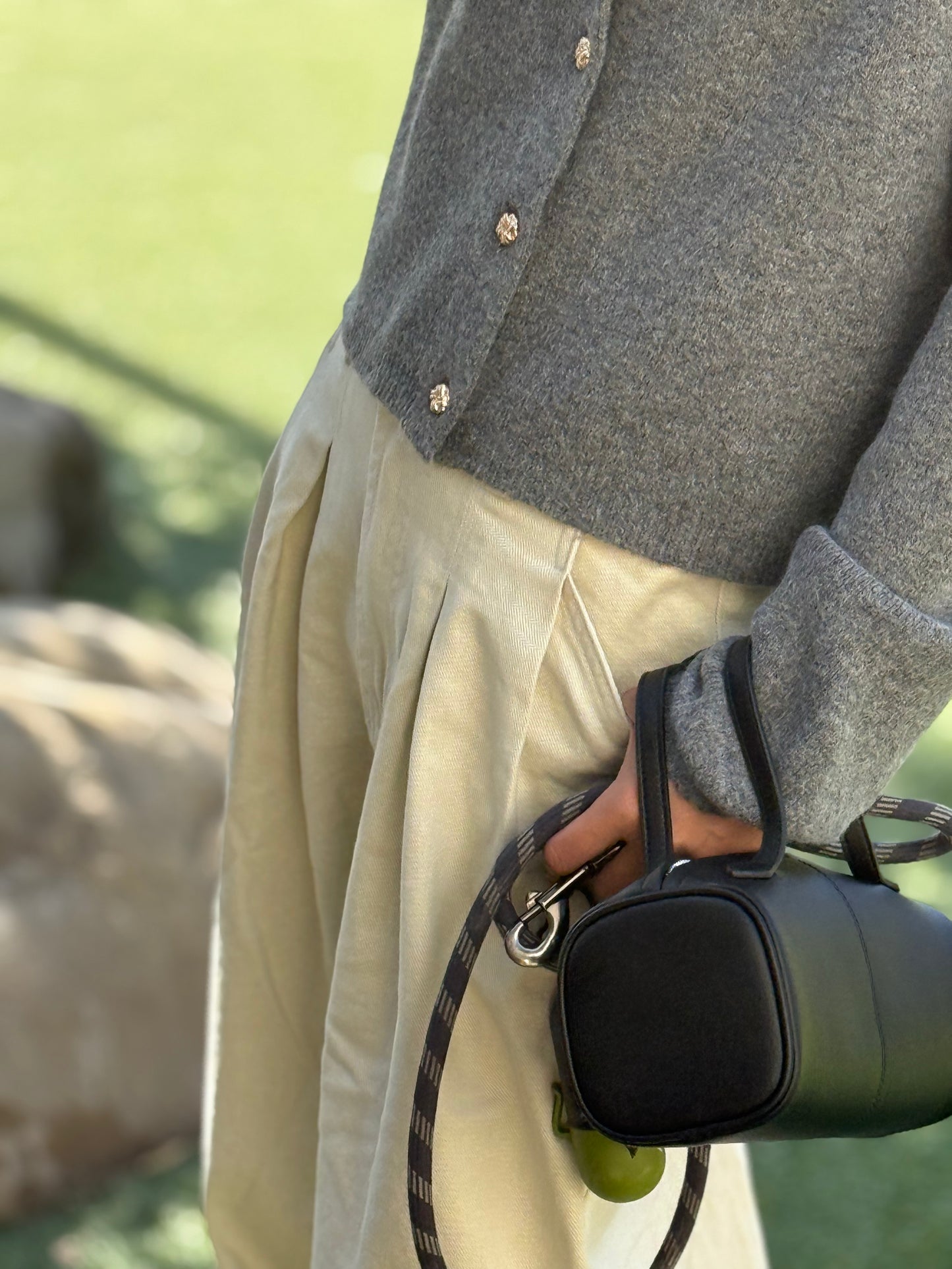 light lemon beige wide pants