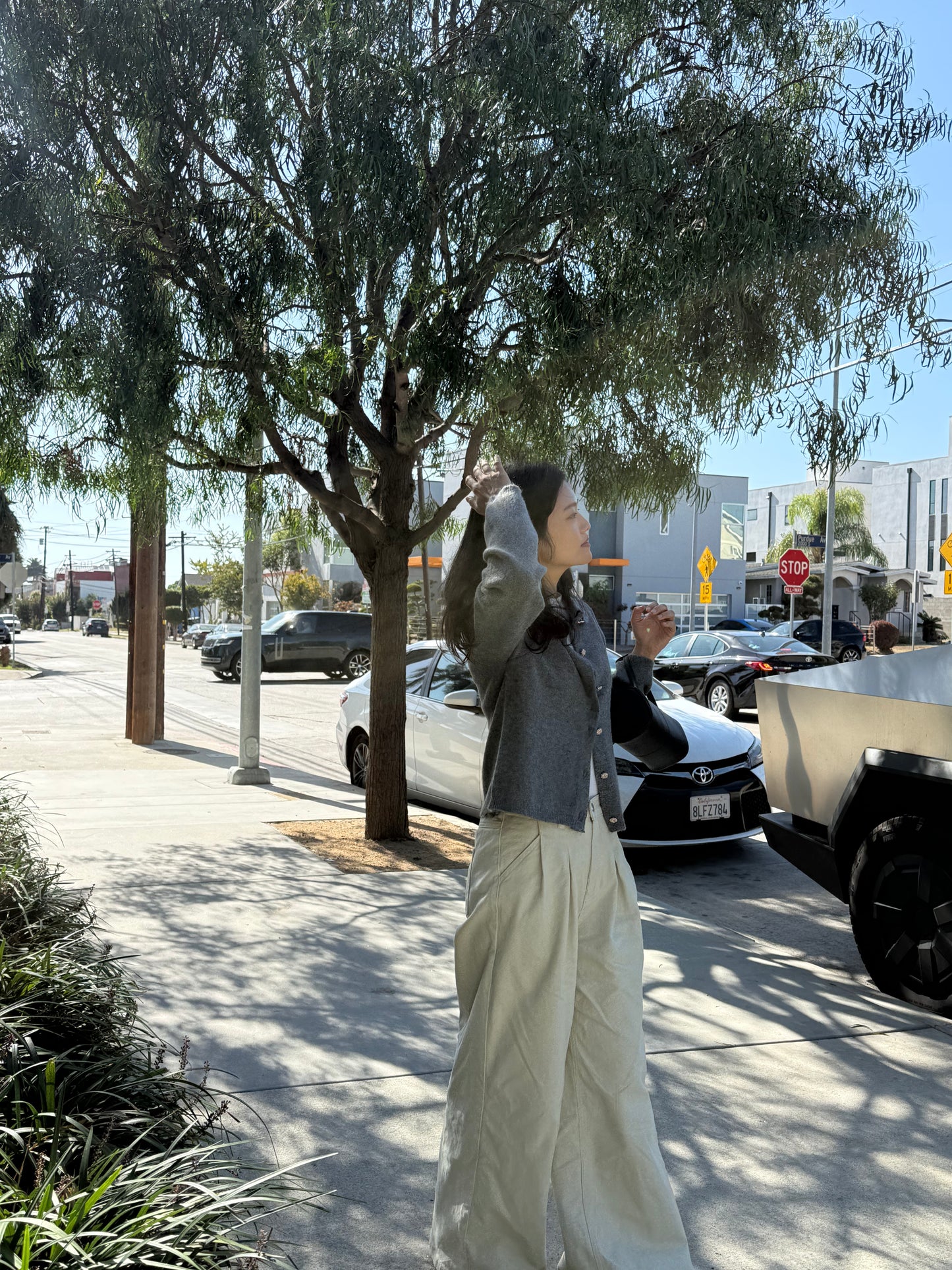 light lemon beige wide pants