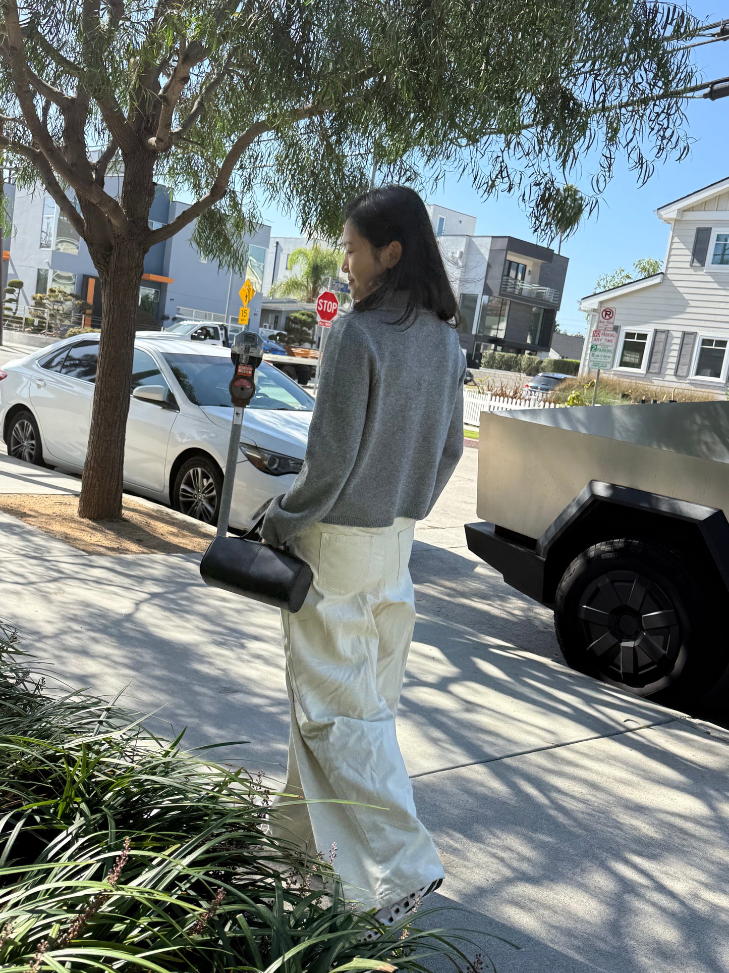 light lemon beige wide pants
