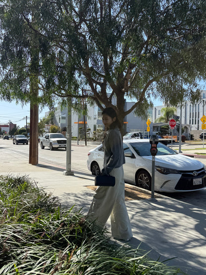 grey cardigan
