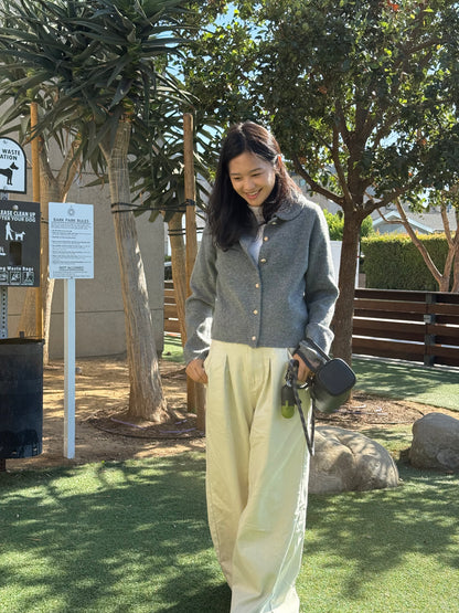 grey cardigan