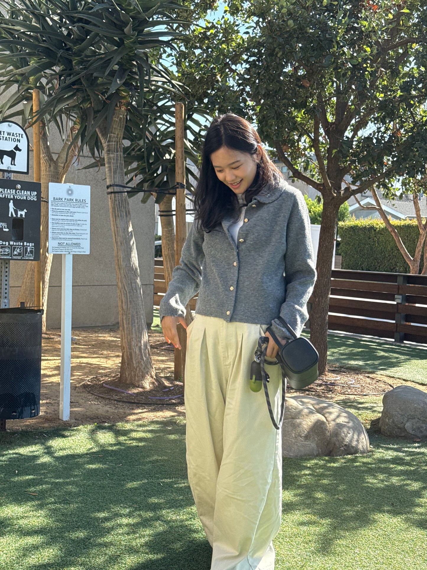 grey cardigan