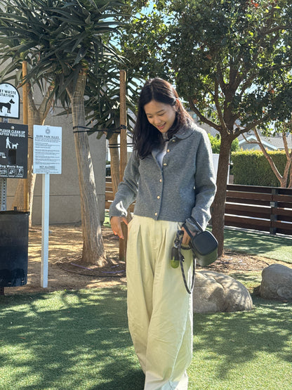 grey cardigan