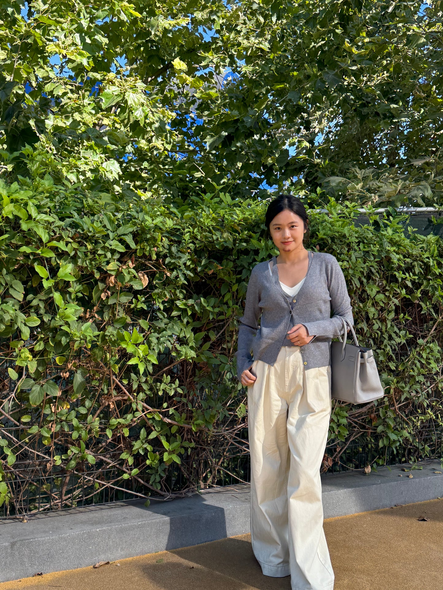 light lemon beige wide pants