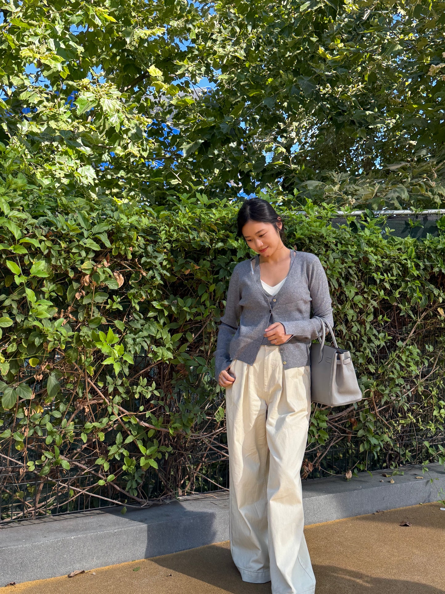light lemon beige wide pants