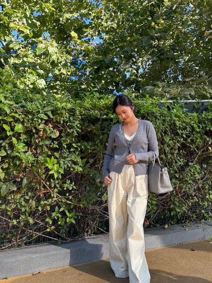 light lemon beige wide pants