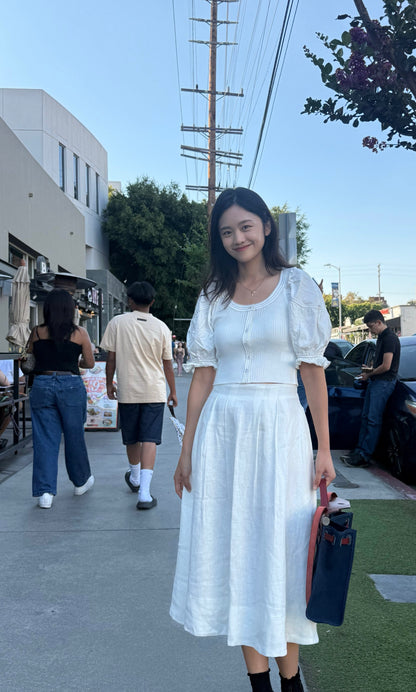 Pure Linen Flare Skirt