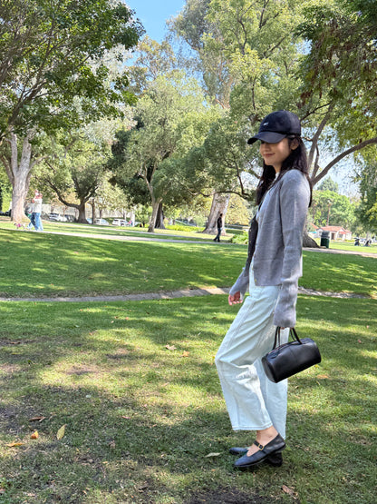 layered v-neck cardigan[black, grey]