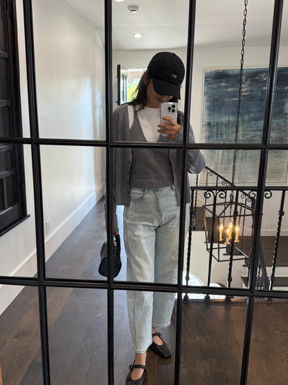 layered v-neck cardigan[black, grey]