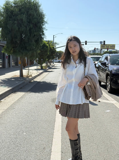 핀턱 버튼 블라우스 (Off White)