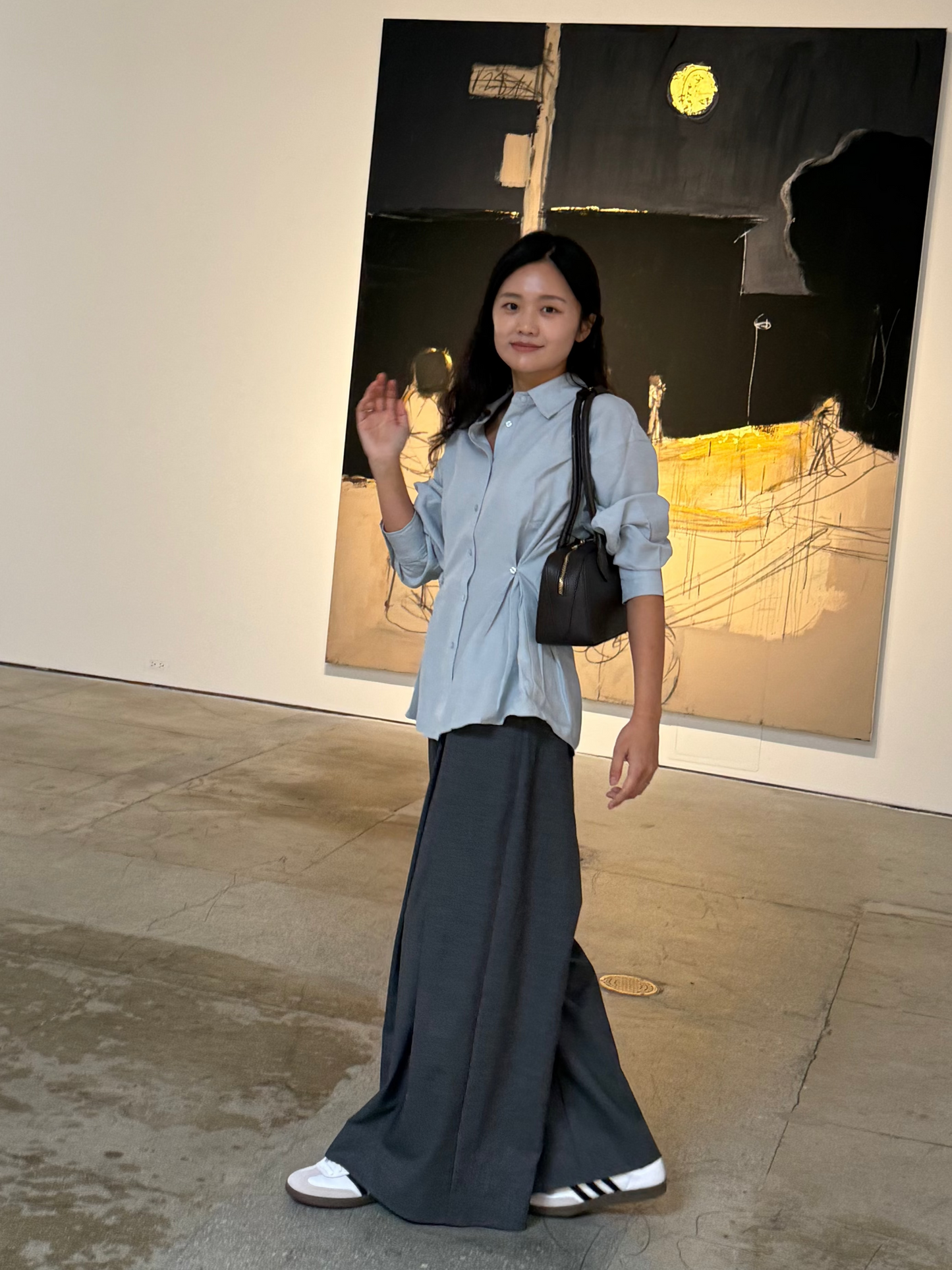 핀턱 버튼 블라우스 (Dusty Blue)