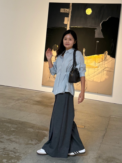 핀턱 버튼 블라우스 (Dusty Blue)