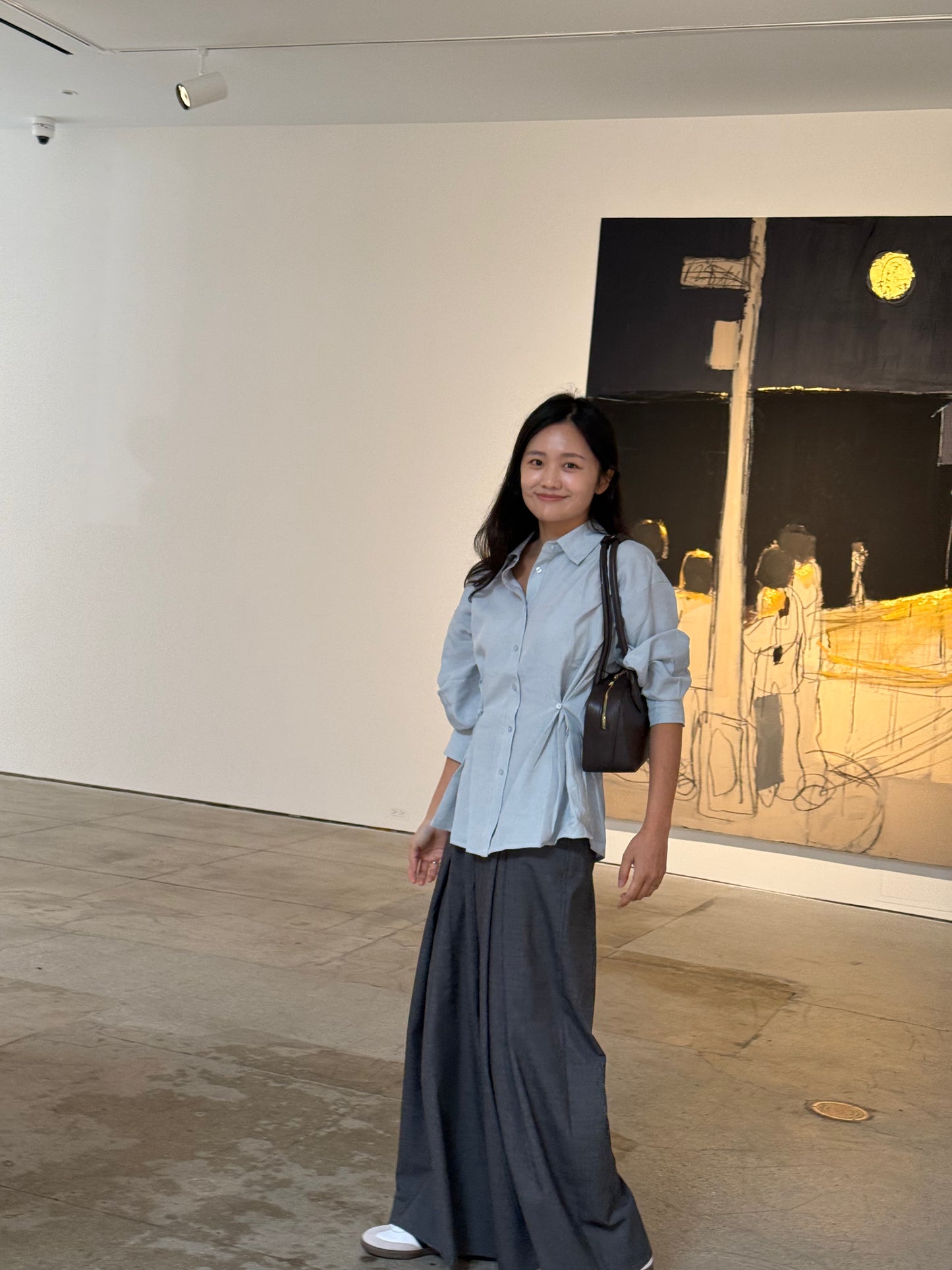 핀턱 버튼 블라우스 (Dusty Blue)