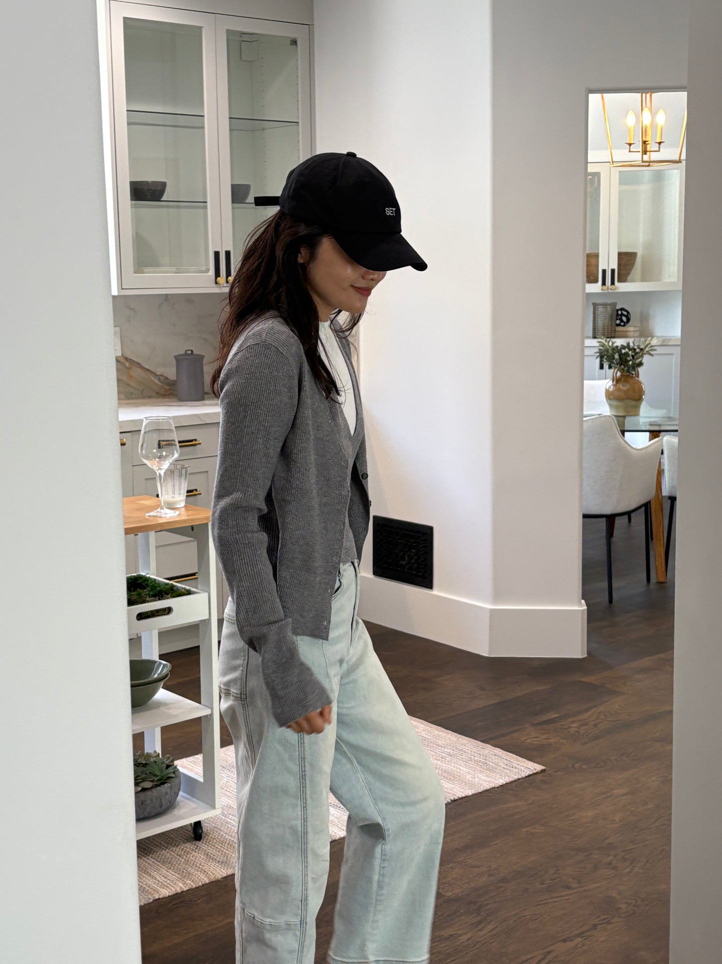 layered v-neck cardigan[black, grey]