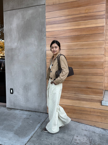 light lemon beige wide pants