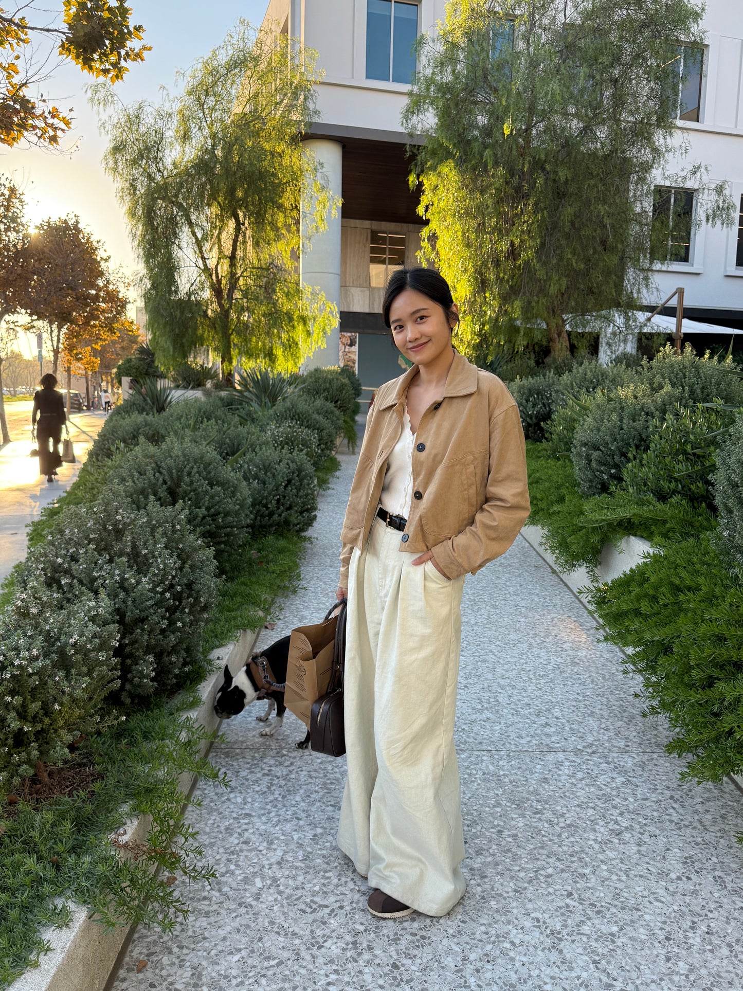 light lemon beige wide pants