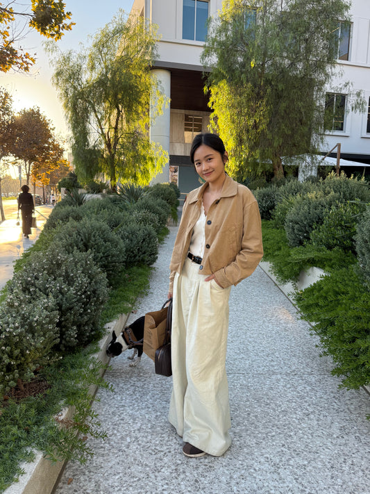 light lemon beige wide pants