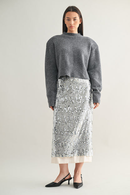 SILVER Glitter long skirts