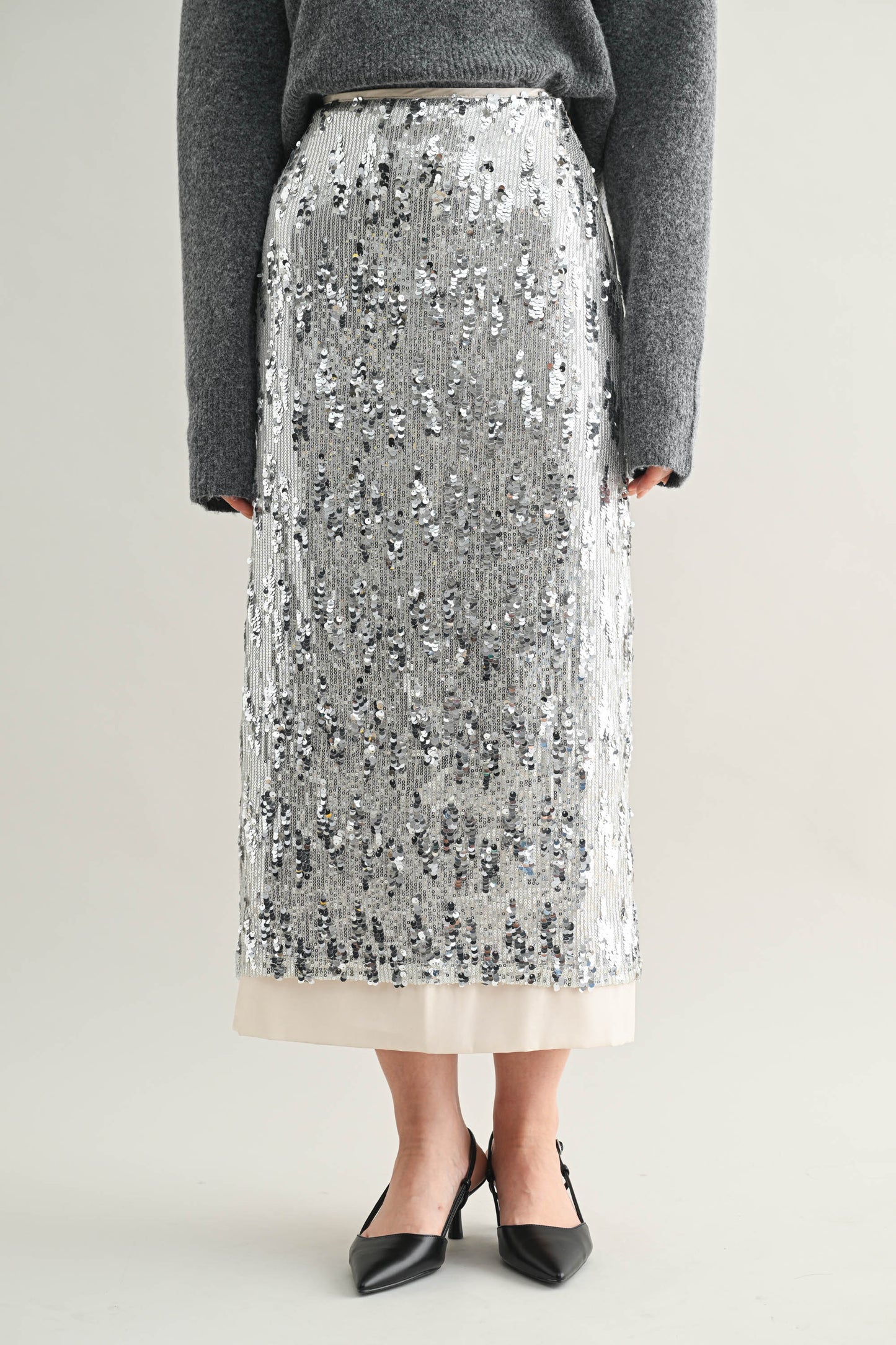 SILVER Glitter long skirts