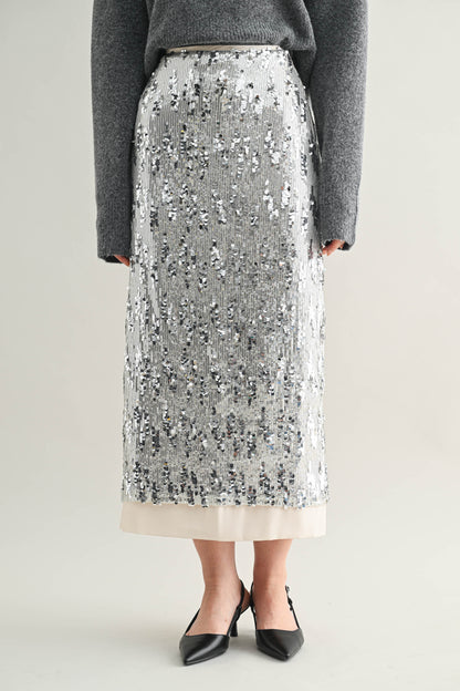 SILVER Glitter long skirts