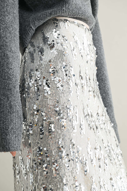 SILVER Glitter long skirts