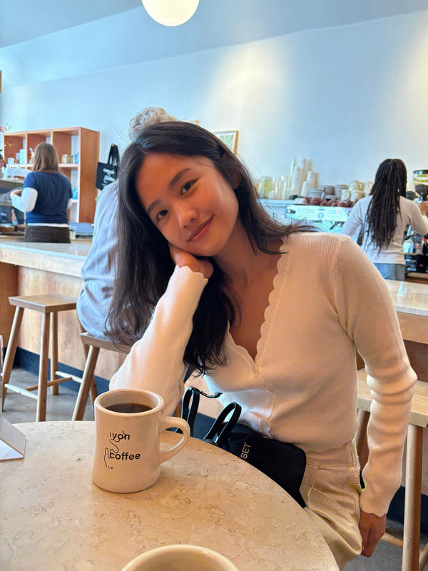 [W]wave crop cardigan [white, black] alternate view