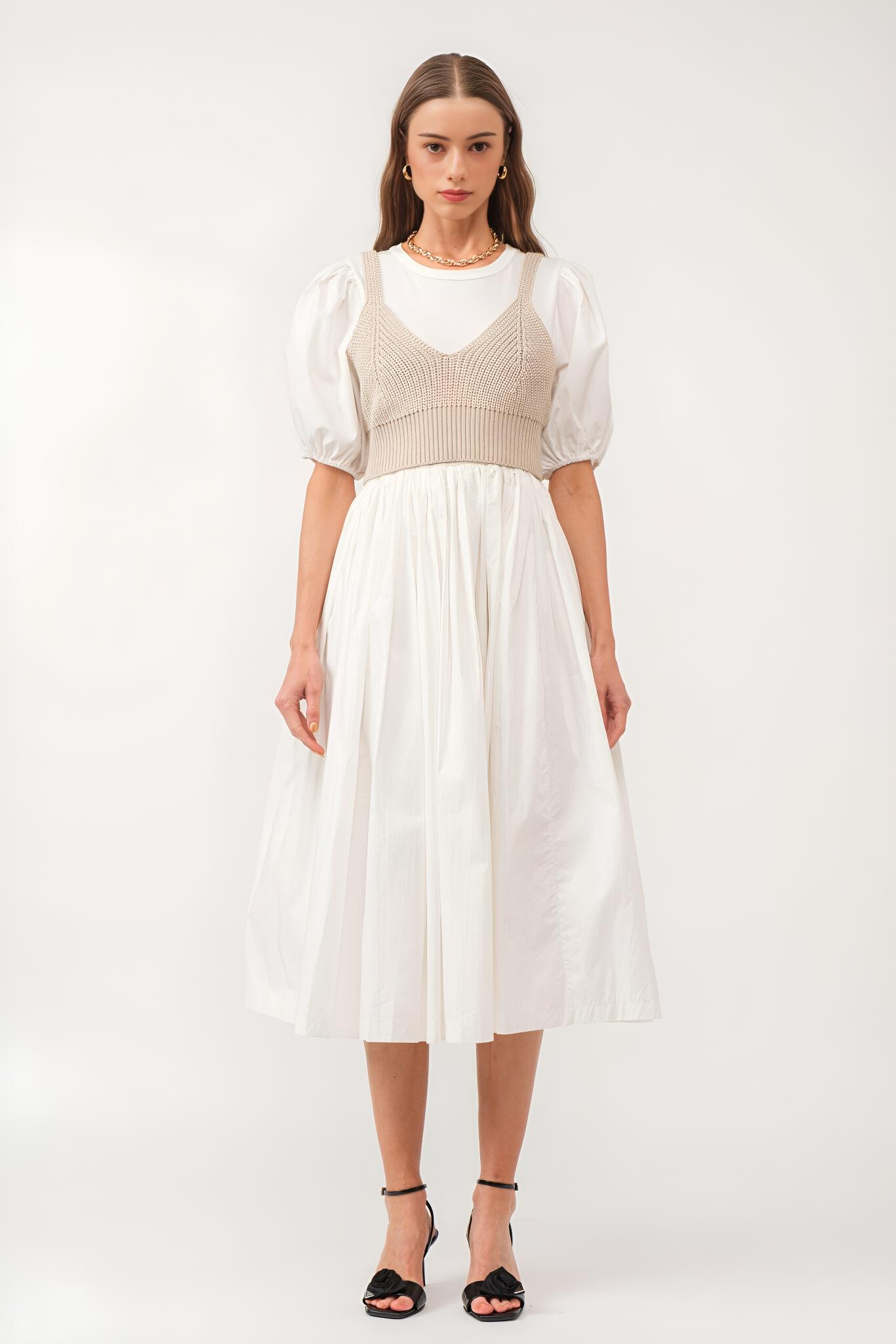 Bella long dress [white, black]