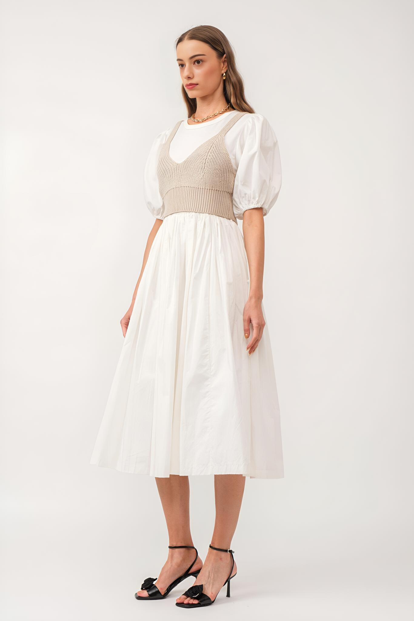 Bella long dress [white, black]