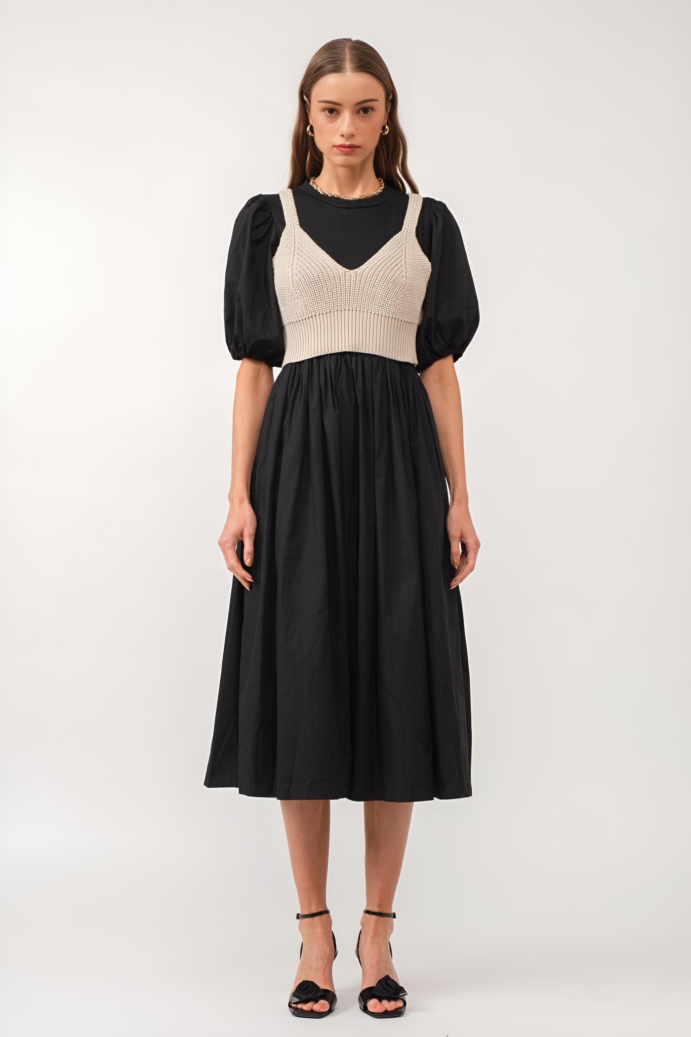 Bella long dress [white, black]