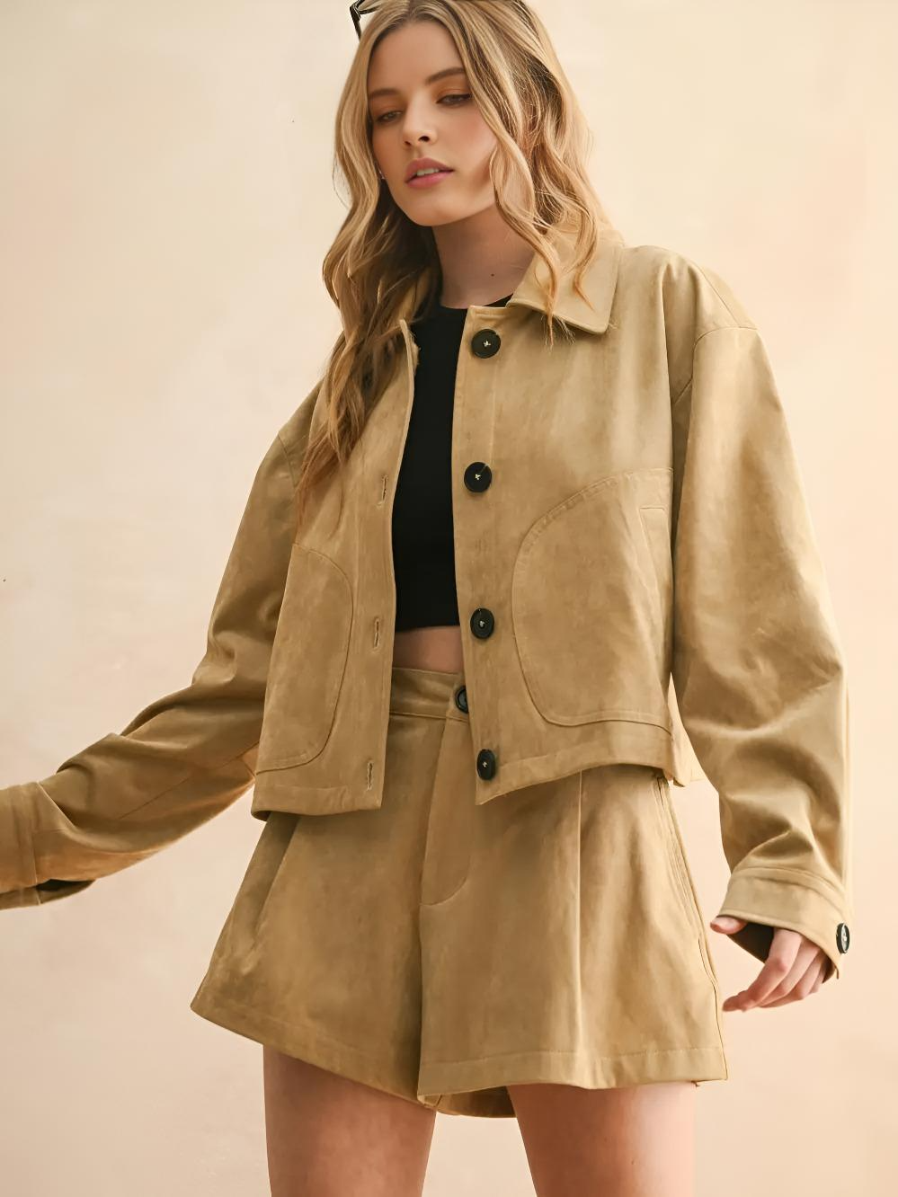 ☀️ Soft Suede Cropped jacket